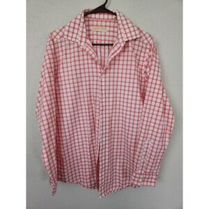 Michael Kors Button Down Long Sleeve Dress Shirt Mens 16 Plaid‎ Gingham Pattern